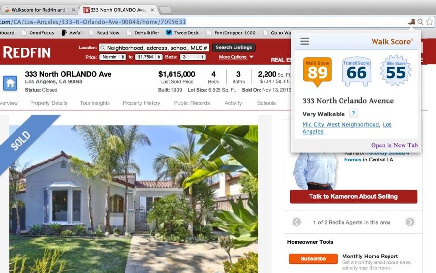 Walk Score for Redfin Chrome Extension hero image